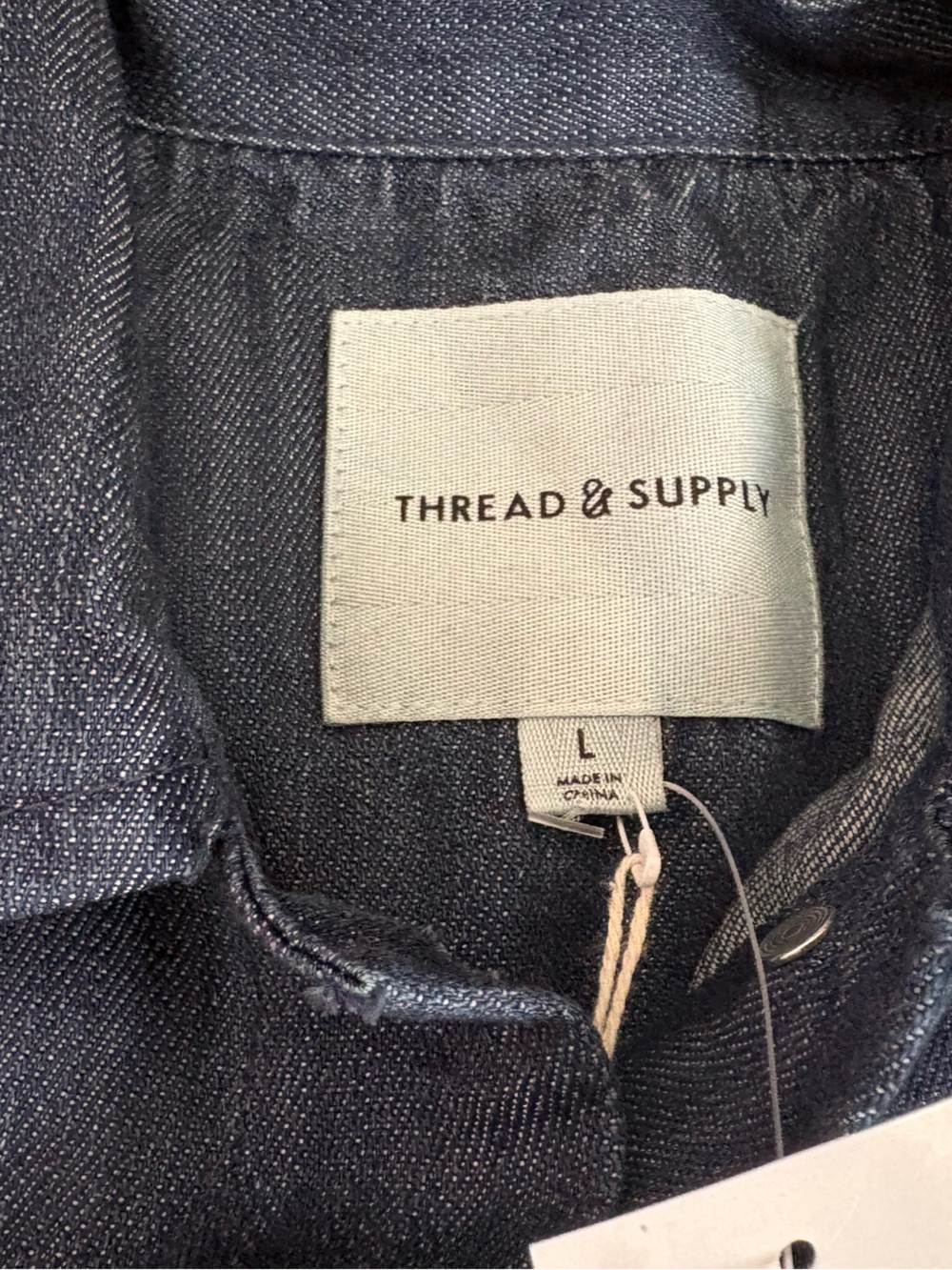 Thread & Supply Dark Blue Denim Jacket - Button-Front Jean Jacket - Picture 3 of 8